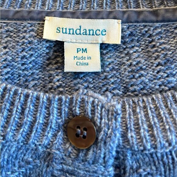 Sundance Cobalt Blue Wool Alpaca Lightweight Cardigan Sweater Medium Petite - Picture 7 of 7